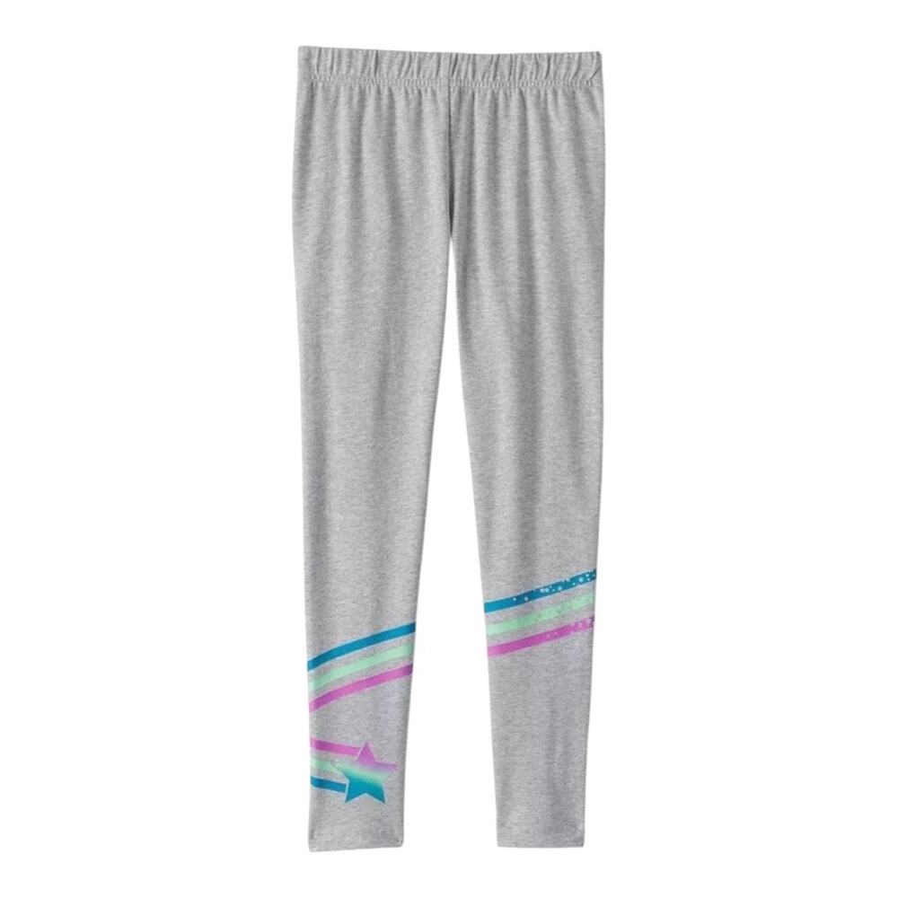 Lands’ End Shooting Star Leggings XL 16+ Gray Rainbow Stripe NWT Open Package